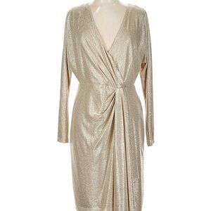Lauren Ralph Lauren Metallic Gold Wrap Dress – Size 10 – Cocktail / Holiday